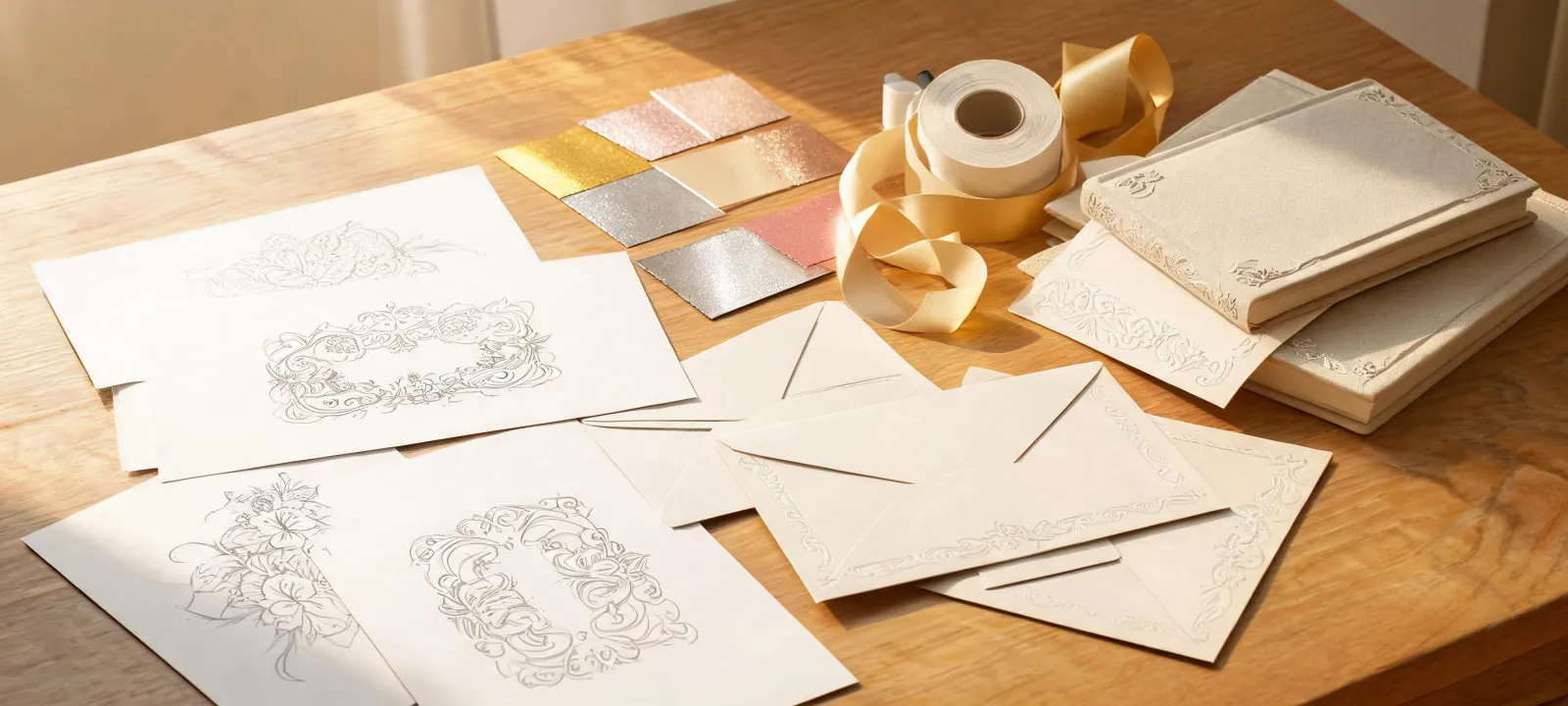 Papyrus stationery design table
